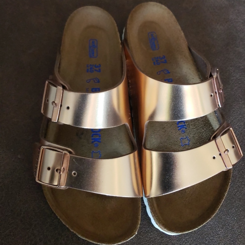 Rose gold birkenstocks